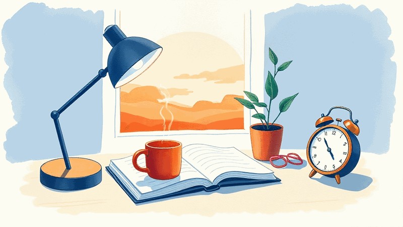 Hero illustration for: Build an Evening Study Habit That Sticks When You're Tired