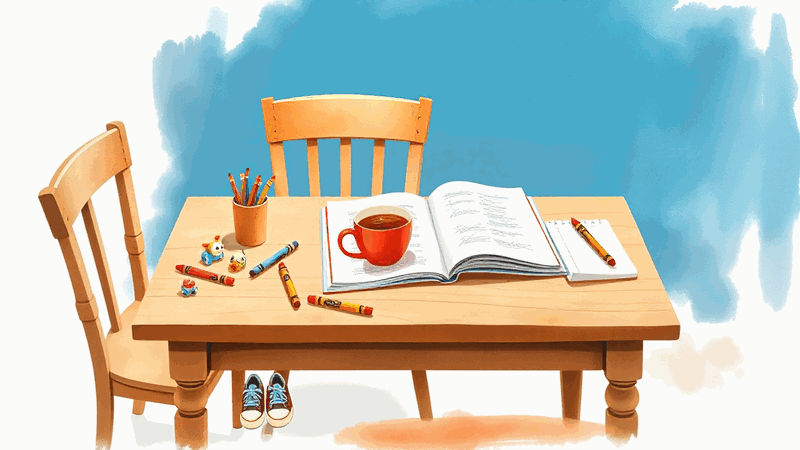 Hero illustration for: Study at Home with Kids: No Quiet Room, No Problem